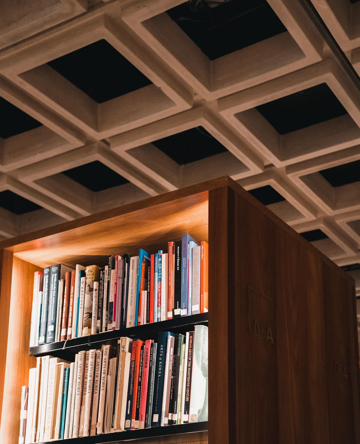 Bookshelves and architectural details in a library